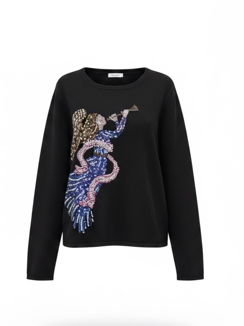 Vtg Michael Simon Event Angel Trumpeting Beaded Sequined Sweater Xlarge RARE